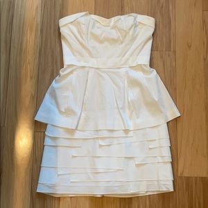 BCBG Strapless white layered dress